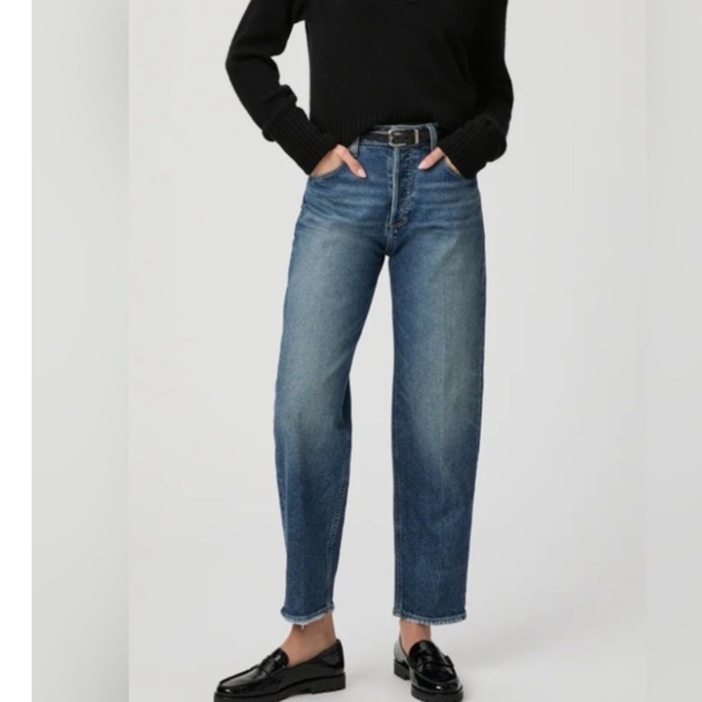 PAIGE Alexis High Rise Barrel Jeans Love Joy Wash Blue Denim Size‎ 27